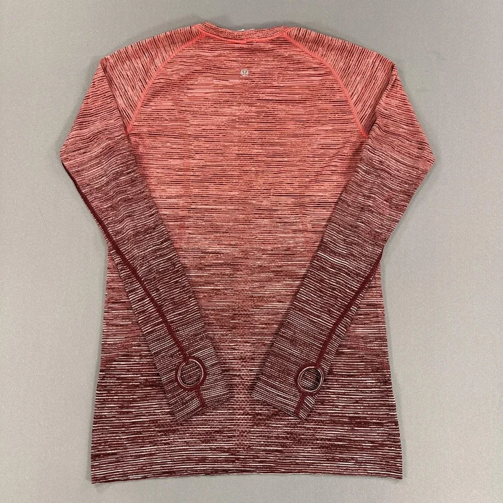 Lululemon‎ Shirt Womens 10 Pink Swiftly Tech Long Sleeve Striped Athletic Top
